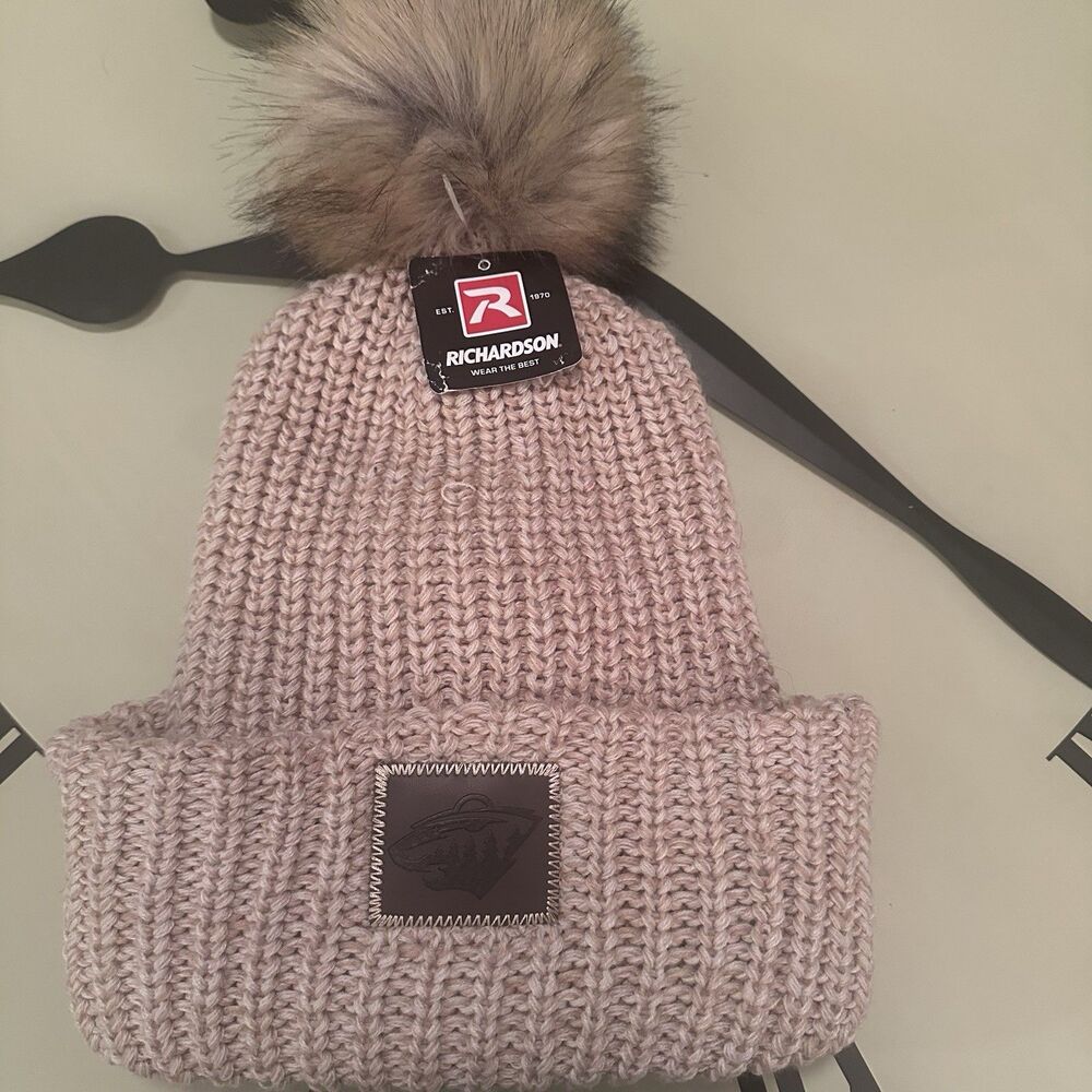 Minnesota Wild Richardson Oatmeal Knit Pom Beanie Cuffed Winter Hat NWT